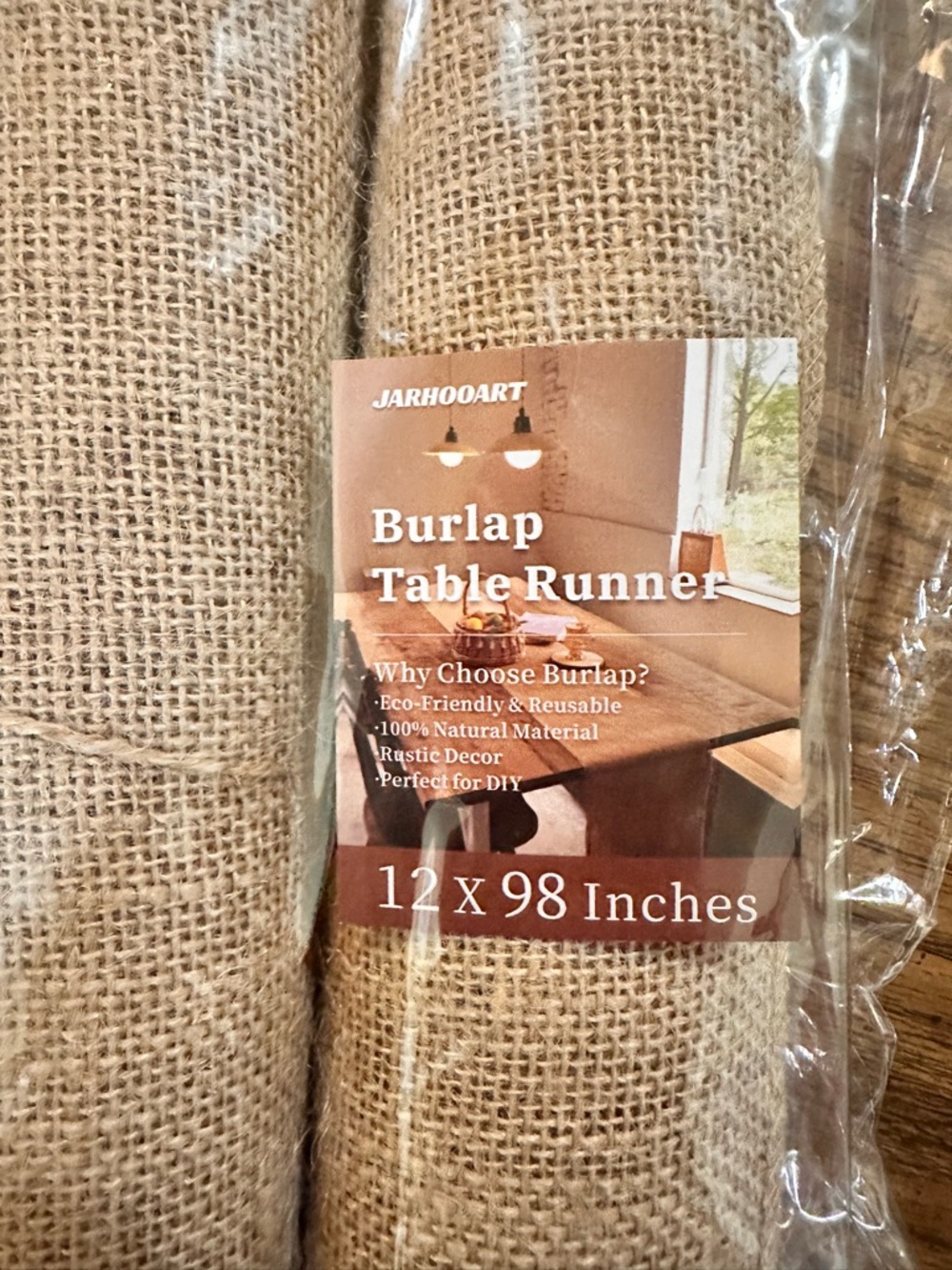 Natural Tan Burlap Table Runner - Rustic Kitchen Linen